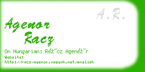 agenor racz business card